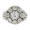 Image 5 : Antique French 18K Gold 2.12 ctw GIA European Diamond Halo Flower Cocktail Ring
