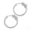 Image 5 : NEW Classic 14k White Gold 0.60 ctw 20 Round Diamond 18.5mm Huggie Hoop Earrings