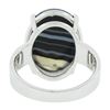 Image 7 : New 14k White Gold 18.2x13mm Oval Cabochon Gray Banded Agate Solitaire Ring