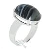 Image 9 : New 14k White Gold 18.2x13mm Oval Cabochon Gray Banded Agate Solitaire Ring