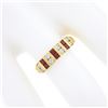 Image 3 : 14K Gold 0.54 ctw Alternating Square Ruby & Round Diamond Channel Set Band Ring