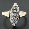 Image 2 : Antique Victorian Gold 1.6 ctw Old Mine Cut Diamond Navette Marquise Cocktail Ri