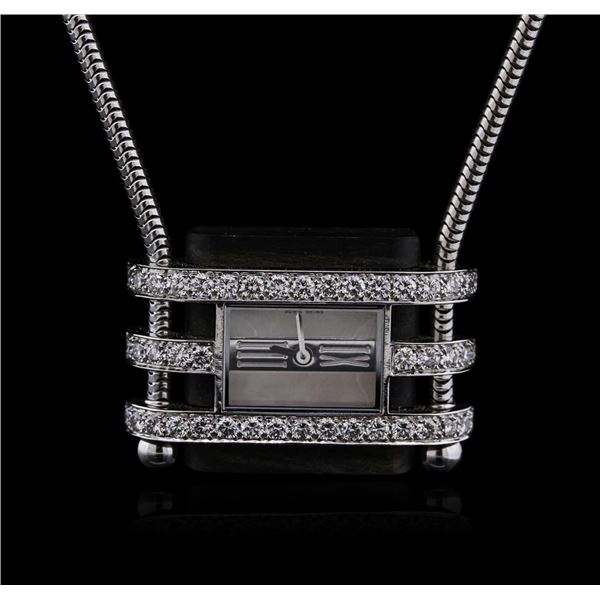 Van Cleef & Arpels 18KT White Gold Diamond Watch Chain Necklace