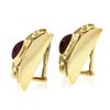 Image 4 : 18k Gold Oval Cabochon Ruby & Diamond Twisted Wire Dual Finish Clip On Earrings