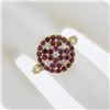 Image 3 : Antique 18K Yellow Gold 1.06 ctw Old Cut Pave Set Ruby & Diamond Platter Ring