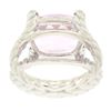 Image 4 : 14k White Gold Twisted Cable 8.5 ctw Oval Kunzite Solitaire Ring 4 Diamond Accen