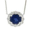 Image 6 : NEW Platinum 2.77 ctw GIA Oval Royal Blue Sapphire Diamond Halo Pendant Necklace