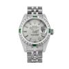 Image 2 : Rolex Ladies Quickset Silver Dial 18K White Gold Diamond And Emerald Datejust