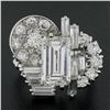 Image 2 : Vintage Platinum 5.1 ctw GIA Emerald Cut Baguette & Round Diamond Geometric Ring