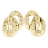 Image 1 : Estate Solid 18K Yellow Gold Polished Interlocking Curb Stud Post Omega Earrings