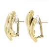 Image 3 : Estate Solid 18K Yellow Gold Polished Interlocking Curb Stud Post Omega Earrings