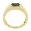 Image 2 : Unisex NEW 14k Yellow Gold .64 ctw Sideways Bezel Set Green Emerald Solitaire Ri