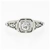 Image 4 : Antique Art Deco 18k Gold 0.38 ctw European Diamond Open Filigree Engagement Rin
