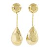 Image 1 : Elegant 14K Yellow Gold Faceted Puffed Polished Teardrop Drop Dangle Earrings
