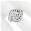 Image 3 : Vintage Platinum 4.58 ctw GIA Round & Pear Cut Diamond Domed Swirl Cocktail Ring
