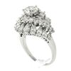 Image 9 : Vintage Platinum 4.58 ctw GIA Round & Pear Cut Diamond Domed Swirl Cocktail Ring