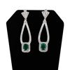 Image 1 : 2.23 ctw Emerald and 1.45 ctw Diamond Platinum Dangle Earrings