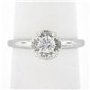 Image 2 : Vintage 14k White Gold 0.39 ctw Diamond Cluster Solitaire Engagement Promise Rin
