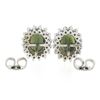 Image 3 : 14K White Gold 3.98 ctw Oval Green Sapphire & Round Diamond Halo Stud Earrings