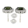 Image 5 : 14K White Gold 3.98 ctw Oval Green Sapphire & Round Diamond Halo Stud Earrings