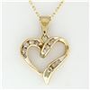 Image 2 : 10k Yellow Gold 0.26 ctw Channel Set Round Diamond Open Heart Pendant Necklace