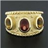 Image 2 : 14k Yellow Gold Oval Garnet Citrine Matte Finish Bead Work Wide Cigar Band Ring