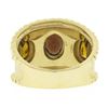 Image 6 : 14k Yellow Gold Oval Garnet Citrine Matte Finish Bead Work Wide Cigar Band Ring