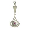 Image 1 : Antique 18K TT Gold Pave Pink Stone Dangle Engraved Open Filigree Work Pendant