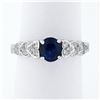 Image 1 : NEW 14K Gold 1.36 ctw GIA Oval Sapphire Solitaire & Diamond Heart Engagement Rin