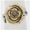 Image 2 : 18k White & Rose Gold GIA 1.04 ctw Round Fancy Orange Brown Diamond Flower Ring