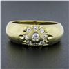 Image 2 : MAZ 14k Yellow Gold 0.27 ctw Star Pave Set Diamond Cluster Textured Band Ring