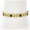 Image 1 : Vintage Solid 14k Yellow Gold Round Bezel Set Black Onyx Geometric Link Bracelet