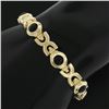 Image 3 : Vintage Solid 14k Yellow Gold Round Bezel Set Black Onyx Geometric Link Bracelet