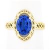 Image 1 : NEW 14k Gold 2.0 ctw Violet Blue Oval Tanzanite w/ Scroll Open Work Solitaire Ri