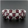 Image 1 : 18K White Gold 2.65 ctw Square Ruby & Baguette Diamond Checkerboard Cocktail Rin