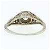 Image 7 : Antique Art Deco 18k White Gold 0.45 ctw European Diamond Solitaire Filigree Rin