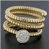 Image 2 : Estate 18k TT Gold 0.20 ctw Diamond Flexible Coiled Stack Look Wide Band Ring
