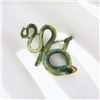 Image 3 : Vintage 18k Yellow Gold Colorful Green & Blue Enamel w/ Detailed Work Snake Ring