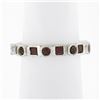 Image 1 : Estate 18k White Gold 1.42 ctw Round & Square Ruby Bezel Station Stack Band Ring