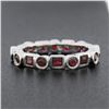 Image 2 : Estate 18k White Gold 1.42 ctw Round & Square Ruby Bezel Station Stack Band Ring