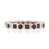 Image 5 : Estate 18k White Gold 1.42 ctw Round & Square Ruby Bezel Station Stack Band Ring