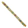 Image 6 : 14K Gold Sapphire Ruby Emerald Diamond MultiColor Cluster & Column Link Bracelet