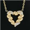 Image 3 : 14K Yellow Gold 15 0.30 ctw Diamond Twisted Scalloped Open Heart Pendant Necklac