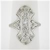 Image 1 : Antique Edwardian Platinum 1 ctw Old Diamond Milgrain Detailed Long Dinner Ring