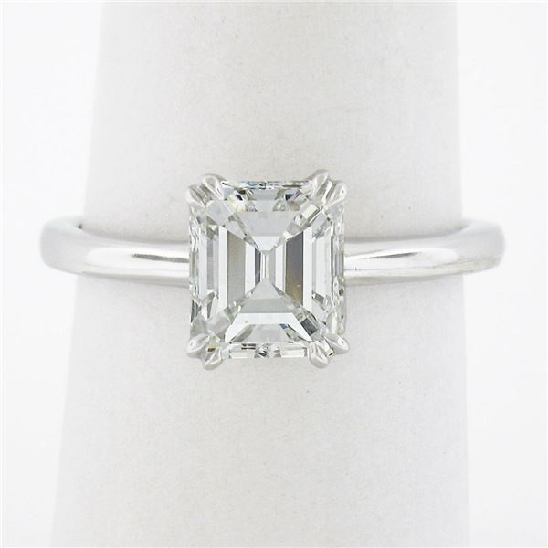 NEW Platinum 1.88 ctw GIA Old Emerald Cut Prong Diamond Solitaire Engagement Rin