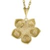Image 5 : Solid 14k Yellow Gold 0.04 ctw Diamond Detailed Textured Flower Pendant Necklace