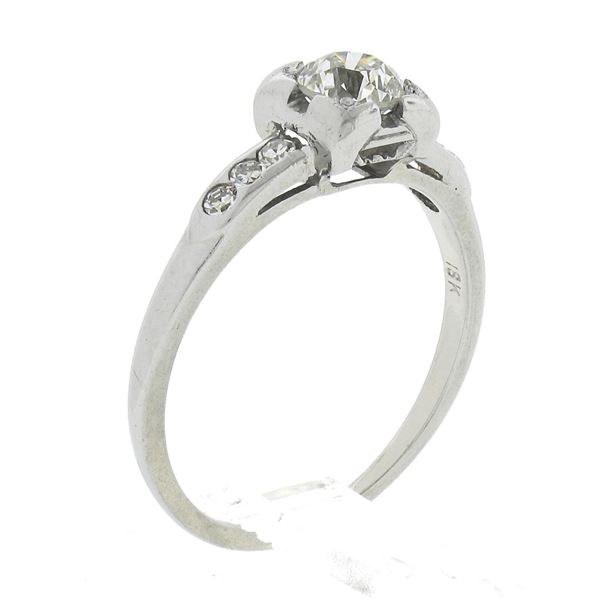 Vintage Jabel 18k Gold GIA 0.57 ctw European Diamond w/ Accents Engagement Ring