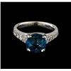 Image 2 : 3.00 ctw Blue Topaz and Diamond Ring - 14KT White Gold