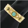 Image 8 : Antique Etruscan Revival 14K Gold Turquoise & Rose Cut Diamond Bangle Bracelet