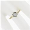 Image 3 : Antique 14k TT Gold 0.20 ctw European Diamond Hexagon Open Basket Engagement Rin
